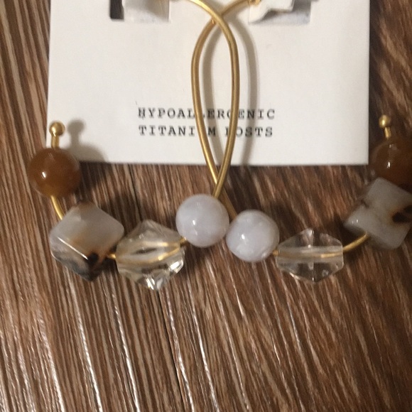 Madewell Gold Plated Gepmetric Stack Hoop Earrings NWT - Picture 4 of 5